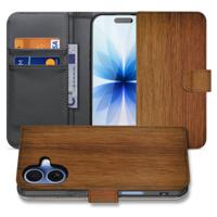 Apple iPhone 17 | Book Case | Donker Hout Met Pasjeshouder
