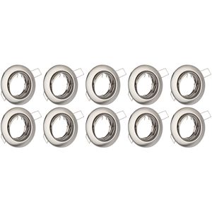 Spot Armatuur 10 Pack - GU10 Inbouwspot - Rond - Chroom - Aluminium - Kantelbaar Ø82mm