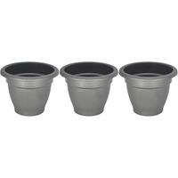 3x Grijze ronde plantenpot/bloempot Redonda 25 cm kunststof