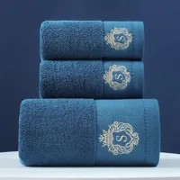 3-delige Luxe Handdoekenset | 100% Gekamd Katoen | Jacquard Geborduurd