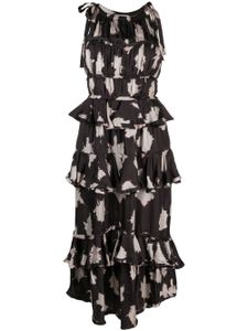 Ulla Johnson robe longue Serafina en soie à fleurs - Noir