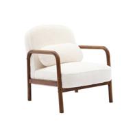 sweeek - Scandinavische fauteuil in walnootkleurig heveahout en stof