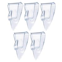 Tesa Powerstrips ophang haken - 5x - transparant - kunststof - 0,2 kg - voor tegels en glas