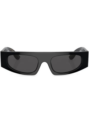 Dolce & Gabbana Eyewear lunettes de soleil rectangulaires à plaque logo - Noir
