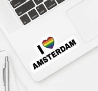 Muurstickers tekst I love amsterdam gayflag