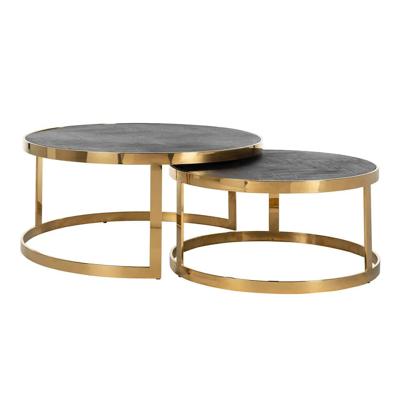 Salontafel Blackbone gouden set van 2 (Zwart rustiek)