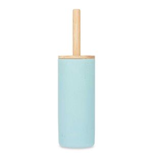 Berilo Toiletborstel in houder Malaga - polyresin/bamboe - lichtblauw   -