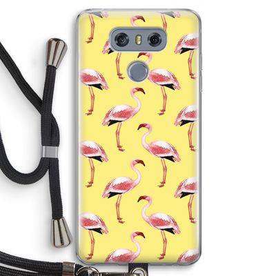 Flamingo's geel: LG G6 Transparant Hoesje met koord