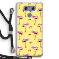 Flamingo's geel: LG G6 Transparant Hoesje met koord
