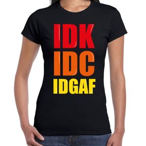 IDGAF / I Dont Give A Fuck fun tekst t-shirt zwart dames