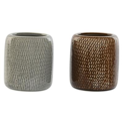Glas Home ESPRIT Bruin Grijs Keramiek 8,5 x 8,5 x 10 cm (2 Stuks)