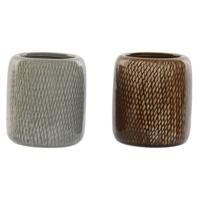 Glas Home ESPRIT Bruin Grijs Keramiek 8,5 x 8,5 x 10 cm (2 Stuks)