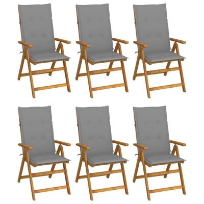 Tuinstoelen 6 st inklapbaar met kussens massief acaciahout