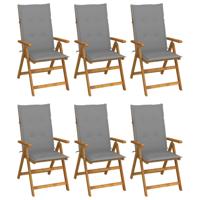 Tuinstoelen 6 st inklapbaar met kussens massief acaciahout