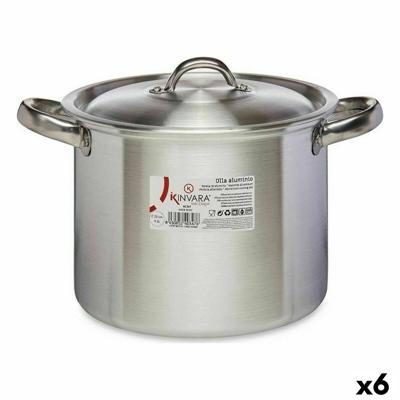 Casserolepan met deksel Kinvara 100033 100033 Zilverkleurig Aluminium 29 x 18 x 22 cm Ø 20 cm (6 Stuks)
