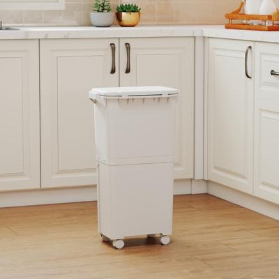 36 L afvalemmer met 2 Uitneembare Containers Kantelbaar Compartiment & Afvalclassificatie-Stickers Wit