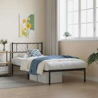 Bedframe met hoofdbord metaal zwart 90x190 cm