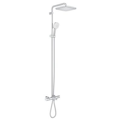 GROHE Tempesta 250 Cube Regendoucheset met badkraan - hoofddouche 25cm - vierkante handdouche - 2 straalsoorten - met thermostaatkraan - chroom 26691001