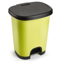 Plasticforte vuilvisbak Pedaalemmer - groen/zwart - 27 liter - 38 x 32 x 45 cm - kunststof - afval