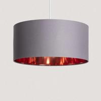 Hanglamp stoffen kap met reflecterende binnenkant &apos;Martin&apos;-Grijs