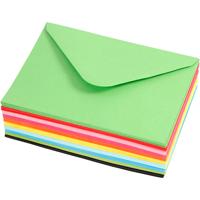 Creativ Company Gekleurde enveloppen, afmeting envelop 11,5x16 cm, 80 gr, diverse kleuren, 10x10 stuk/ 1 doos