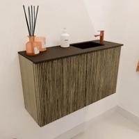 Toiletmeubel Mondiaz Joya | 70 cm | Meubelkleur Dusk | Faye wastafel Urban Rechts | 1 kraangat