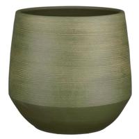Mica Decorations Plantenpot - terracotta - donkergroen relief - D30/H28 cm - bloempot