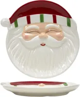 Bord keramiek kerstman 17.5x2cm rood, wit