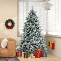 210 cm Kunstkerstboom met Sneeuw en Verlichting Dennenboom met 300 Warmwitte LED-Lampen