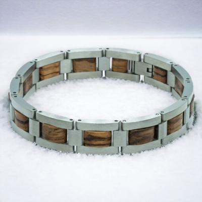 Ama Dablam - Icy Zebrano & Roestvrij Staal Houten Armband