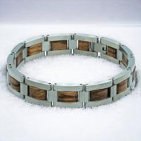 Ama Dablam - Icy Zebrano & Roestvrij Staal Houten Armband