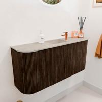 Toiletmeubel Mondiaz Joya Dlux | 93.2 cm | Meubelkleur Walnut | Faye wastafel Opalo Wasbak Midden | 1 kraangat