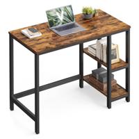 Bureau met 2 planken industrieel design, Vintage Bruin + Zwart / 100 x 50 cm