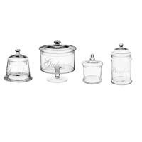 Set van 4x snoeppotten/voorraadpotten 0,4L - 1L - 1,8L - 2L glas met deksel - Voorraadpot - thumbnail
