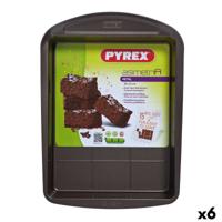 Vierkante mal Pyrex Asimetria Zwart Metaal 28 x 22 cm Rechthoekig (6 Stuks)
