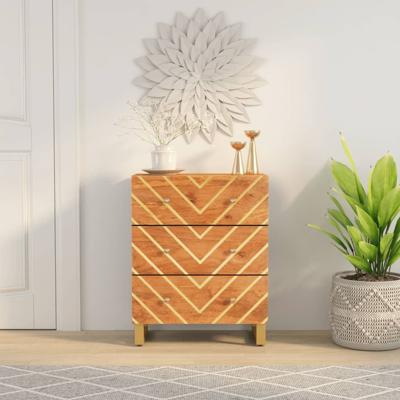 Dressoir 60x33,5x75 cm massief mangohout bruin en zwart