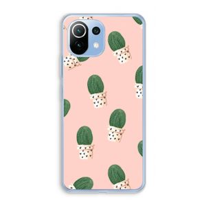 Cactusprint roze: Xiaomi Mi 11 Lite Transparant Hoesje