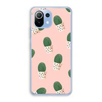 Cactusprint roze: Xiaomi Mi 11 Lite Transparant Hoesje
