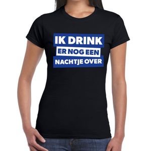 Ik drink er nog een nachtje over tekst t-shirt zwart dames