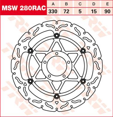 TRW Remschijf, remschijven voor de moto, MSW280RAC