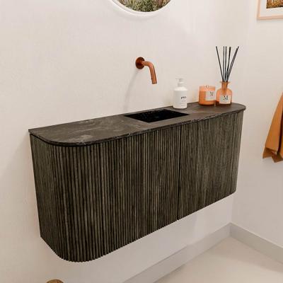 Toiletmeubel Mondiaz Joya Dlux | 93.2 cm | Meubelkleur Shadow | Faye wastafel Lava Wasbak Midden | Zonder kraangat(en)