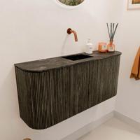 Toiletmeubel Mondiaz Joya Dlux | 93.2 cm | Meubelkleur Shadow | Faye wastafel Lava Wasbak Midden | Zonder kraangat(en)