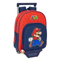 Schoolrugzak met Wielen Super Mario Trick Rood Donkerblauw 28 x 34 x 10 cm