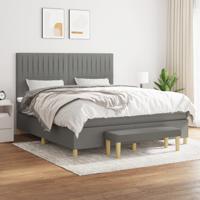 Boxspring met matras stof donkergrijs 180x200 cm