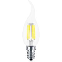 LED Lamp E14 Kaars Filament Gebogen Flame Tip - Brinton - Helder 4W 470lm - 830 Warm Wit 3000K - C35T - CLR | Vervangt 40W