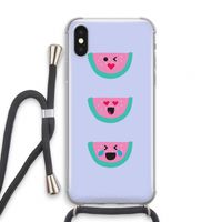 Smiley watermeloen: iPhone XS Transparant Hoesje met koord