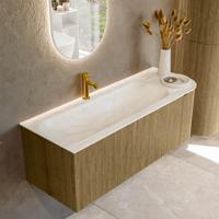 Badmeubel Mondiaz Kurve-Dlux | 125 cm cm | Meubelkleur Dusk | Wastafelkleur Ostra | Solid surface | Wasbak links zijde spoelbak | 1 kraangat