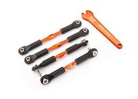 Traxxas Turnbuckles, aluminum (orange-anodized), camber links, front, 39mm (2), rear, 49mm (2) (assembled w/ rod ends & hollow balls)/wrench (TRX-3...