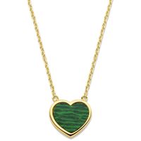 Ketting Hart geelgoud-malachiet groen 10,5 x 11,5 mm 43-45 cm