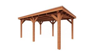 Trendhout Overkapping Siena 535x415 cm- Plat dak- Onbehandeld lariks Douglas hout- Trendhout
